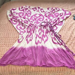 Pink Lotus Purple and White Swim Coverup